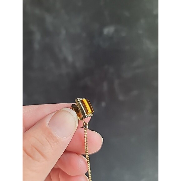 Tigers Eye Square Tie Tack 1970s - Picture 5 of 10